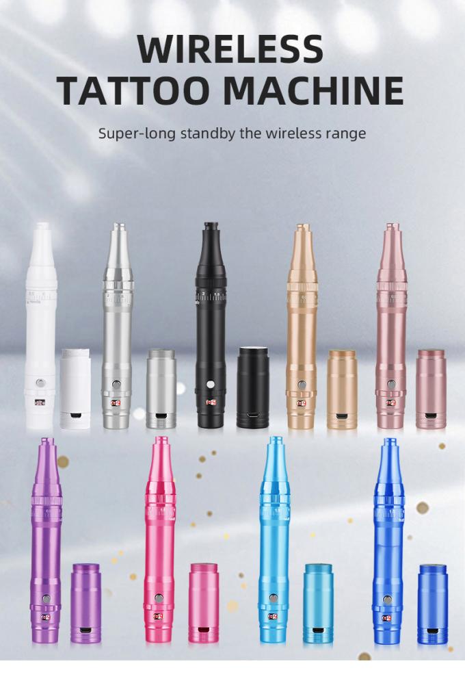 Máquina de tatuagem de sobrancelhas de bateria profissional com protrusão de agulha de 0-3.5 mm e design sem fio 0