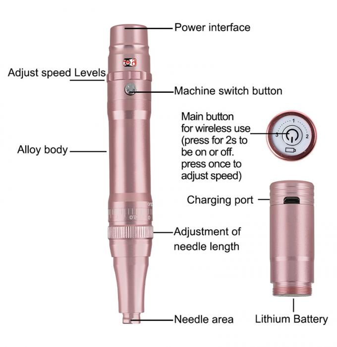Máquina de tatuagem de sobrancelhas de bateria profissional com protrusão de agulha de 0-3.5 mm e design sem fio 2
