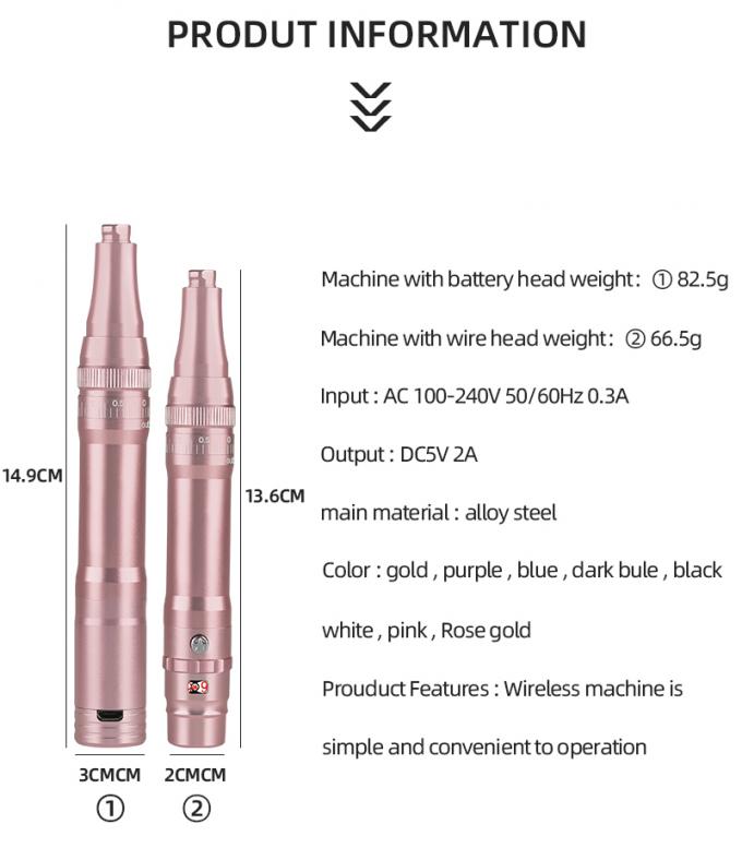Máquina de tatuagem de sobrancelhas de bateria profissional com protrusão de agulha de 0-3.5 mm e design sem fio 1
