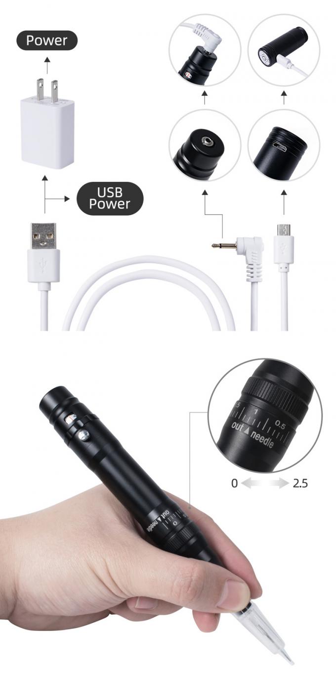 Máquina de tatuagem de sobrancelhas de bateria profissional com protrusão de agulha de 0-3.5 mm e design sem fio 4