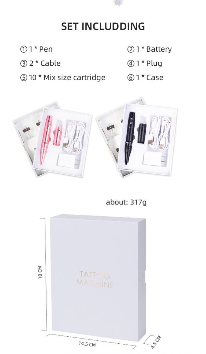 Máquina de tatuagem de sobrancelhas de bateria profissional com protrusão de agulha de 0-3.5 mm e design sem fio 8