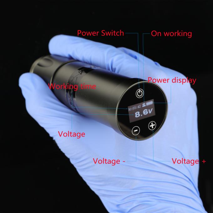 Aço inoxidável 1800mAh NARW Máquina de tatuagem sem fio 1-OLED Display Touch Screen Bateria Rotativa Pistola de tatuagem caneta de tatuagem com energia RCA 2
