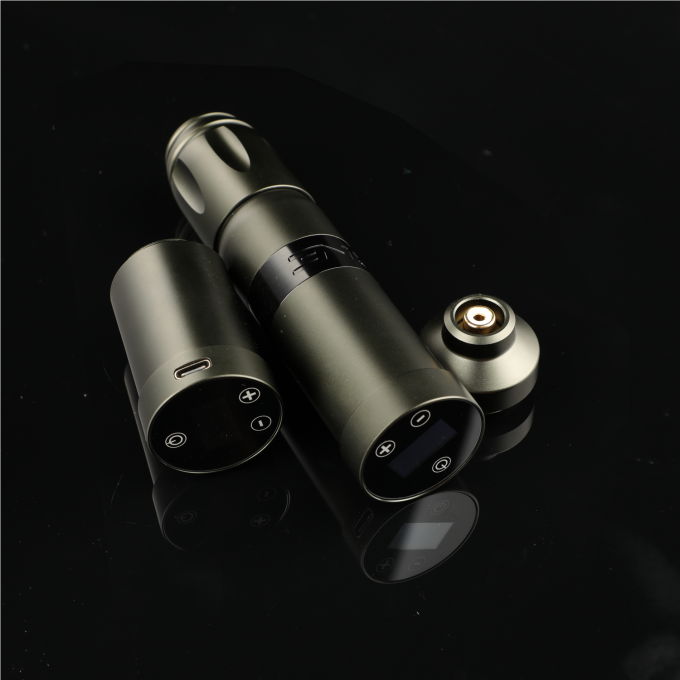Aço inoxidável 1800mAh NARW Máquina de tatuagem sem fio 1-OLED Display Touch Screen Bateria Rotativa Pistola de tatuagem caneta de tatuagem com energia RCA 7