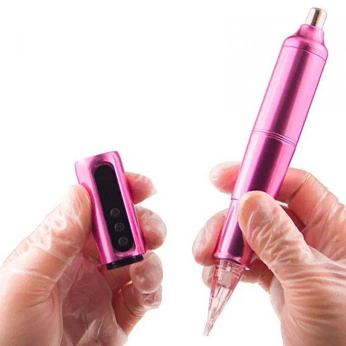 Micropigmentação do couro cabeludo Sobrancelha Olho amarelo Lábio rotativo Cartuchos de tatuagem Caneta Aço inoxidável com alimentação elétrica de bateria 6