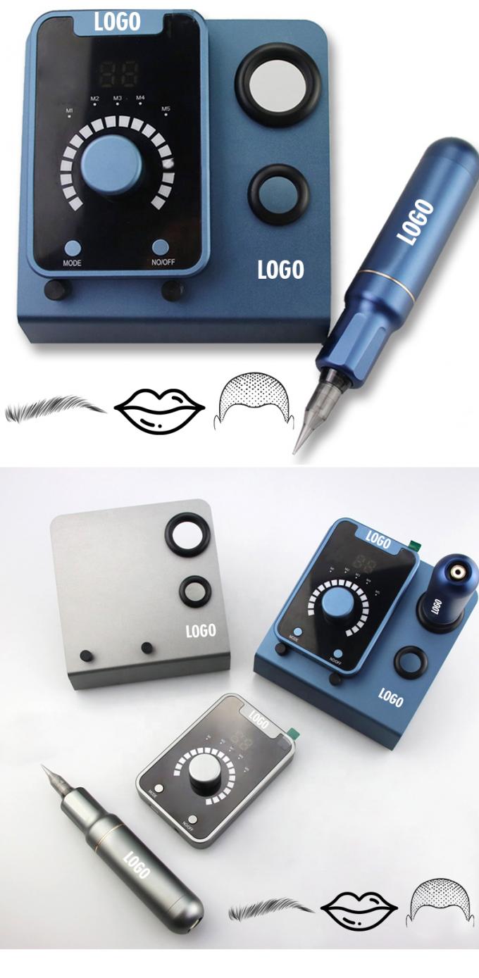 Dispositivo de micropigmentação do couro cabeludo do tipo pistola elétrica SMP com maquiagem permanente e máquina de tatuagem de motor suíço em azul preto 8