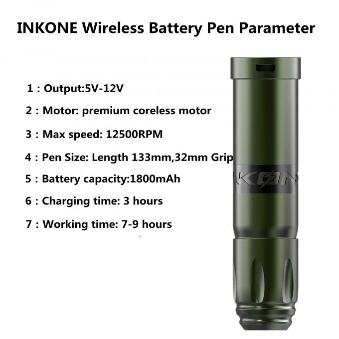 Inkone narw marca digital lcd tela de toque 1800mah bateria caneta tatuagem máquina micropigmentação sem fio máquina tatuagem 4