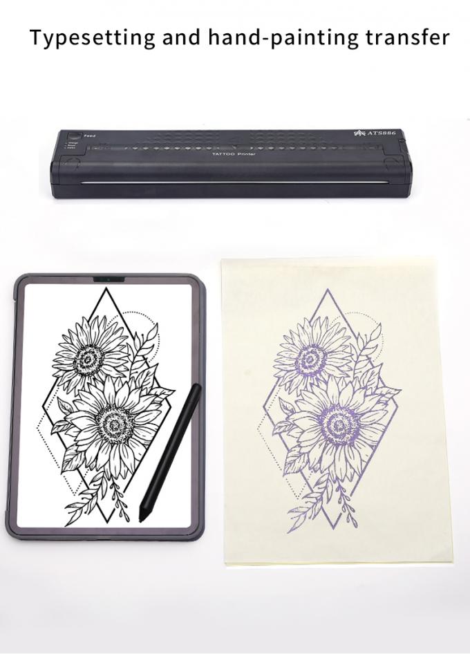 12000mAh Mini Tattoo Stencil Printer M&aacute;quina de c&oacute;pia t&eacute;rmica M&aacute;quina de transfer&ecirc;ncia sem fio Impressora de tatuagem 16