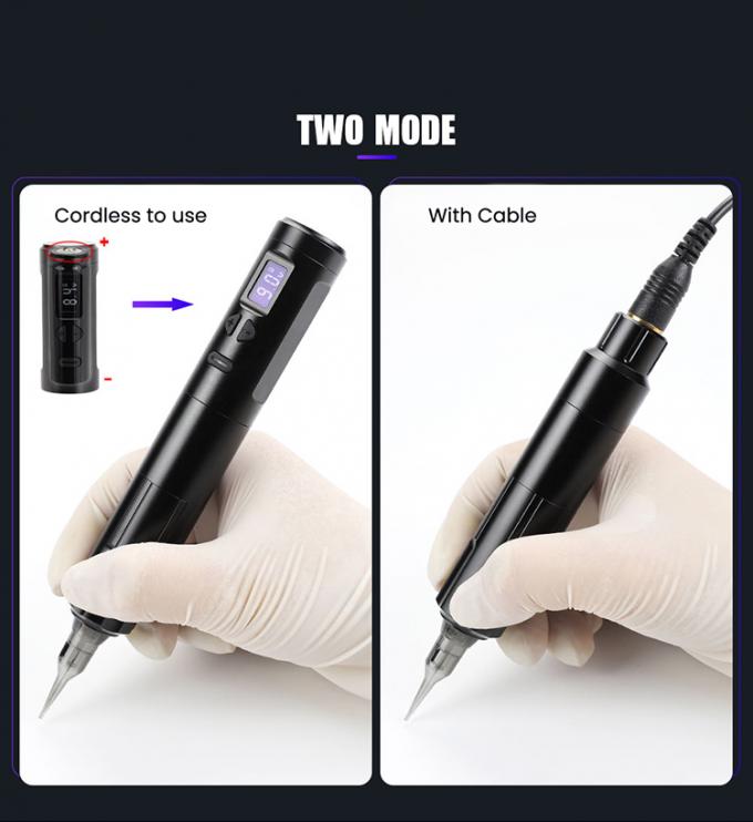 Dermógrafo sem fio Máquina de tatuagem elétrica Máquina de maquiagem permanente sem fio Alumínio 2 cabeças de bateria Modelo de conector RCA 8