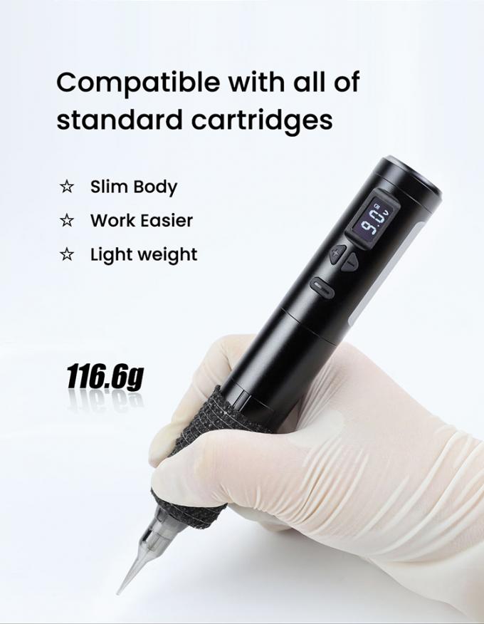 Dermógrafo sem fio Máquina de tatuagem elétrica Máquina de maquiagem permanente sem fio Alumínio 2 cabeças de bateria Modelo de conector RCA 12