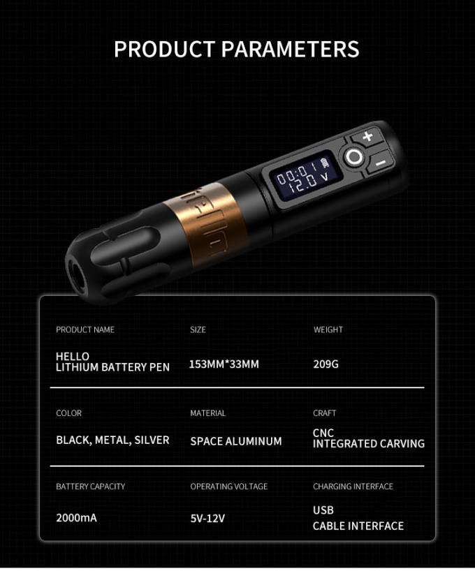 Ambi&ccedil;&atilde;o Soldado Digital Display Pistola de tatuagem el&eacute;trica M&aacute;quina sem fio M&aacute;quina rotativa de caneta de tatuagem M&aacute;quina para tatuador 2