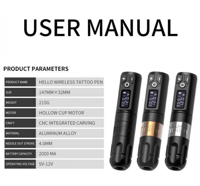 Ambi&ccedil;&atilde;o Soldado Digital Display Pistola de tatuagem el&eacute;trica M&aacute;quina sem fio M&aacute;quina rotativa de caneta de tatuagem M&aacute;quina para tatuador 4