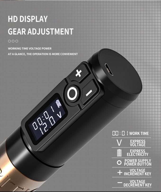 Ambi&ccedil;&atilde;o Soldado Digital Display Pistola de tatuagem el&eacute;trica M&aacute;quina sem fio M&aacute;quina rotativa de caneta de tatuagem M&aacute;quina para tatuador 12